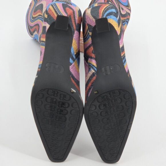 Gianni Bini Cat Walk 2 Glitter Mod Swirl  Tall Boots Womens Size 8 Disco 70s - Picture 7 of 11